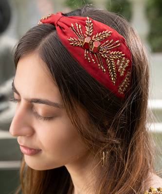 Red Headband With Gold Detailing 2