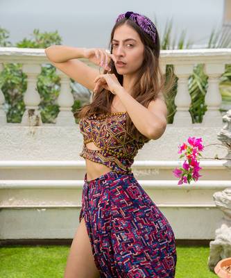 Purple Headband With Tone On Tone Embroidery 2