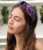 Purple Headband With Tone On Tone Embroidery