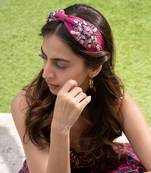 Bright Pink Headband With Embroidery
