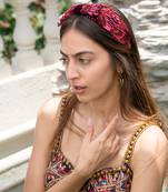 Deep Red Headband With Embroidery