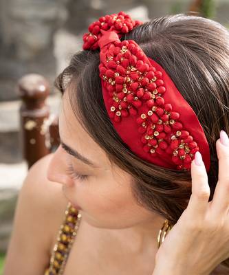 Red Headband With Red And Gold Detailing 2