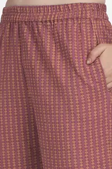 Dusty Pink Floral Printed A Line Cotton Kurta With Palazzo
