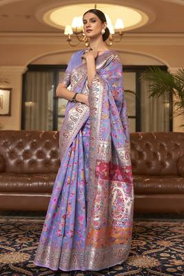 Lowender Kashmiri Modal Handloom Weaving Saree With Blouse 1