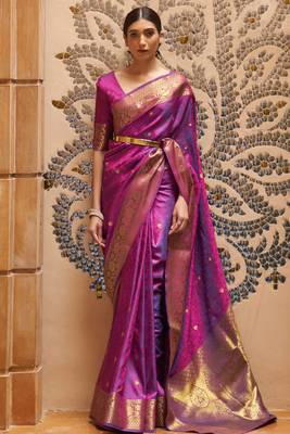Purple Soft Faux Kanjivaram Banarasi silk saree with blouse 1