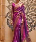Purple Soft Faux Kanjivaram Banarasi silk saree with blouse