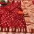 Red woven silk blend saree with blouse