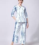 Blue White Shibori Printed Pure Cotton Kurta With Palazzo