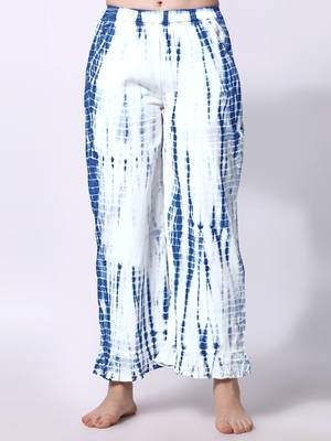 Blue White Shibori Printed Pure Cotton Kurta With Palazzo 5