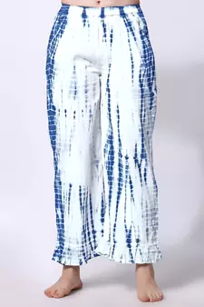 Blue White Shibori Printed Pure Cotton Kurta With Palazzo