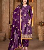 Ethnic Modal Chandei Salwaar Kameez In Girlish Purple Colour With Embroidery Work