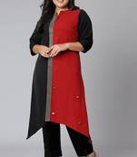 Beautiful Girlish Black Colour Poly Crepe Fabric Kurti With Solid Texture