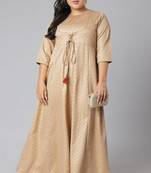 Beautiful Girlish Beige Colour Poly Silk Fabric Kurti With Foil Printed Texture