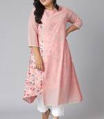 Beautiful Girlish Pink Colour Poly Crepe Fabric Kurti With Floral Printed Texture