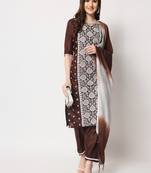 Elegant And Ethnic South Silk Fabric Kurti Set In Girlish Coffee Colour