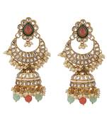 Styylo Fashion Traditional Gold Plated Kundan Stone With Multi Beads Necklace With earring Maangtika