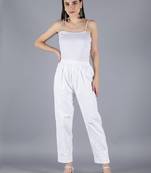 Seva Chikan Hand Embroidered Lucknowi Chikankari White Cotton Palazzo Pant for Women