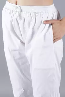 Hand Embroidered Lucknowi Chikankari White Cotton Palazzo Pant for Women
