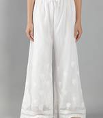 Hand Embroidered Lucknowi Chikankari White Georgette Palazzo for Women SCL11020