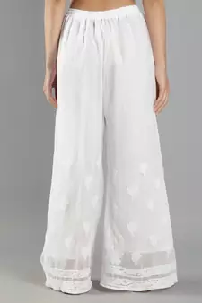 Hand Embroidered Lucknowi Chikankari White Georgette Palazzo for Women SCL11020