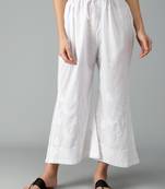 Hand Embroidered Lucknowi Chikankari White Cotton Palazzo  for Women