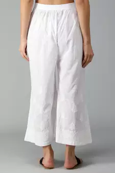 Hand Embroidered Lucknowi Chikankari White Cotton Palazzo  for Women