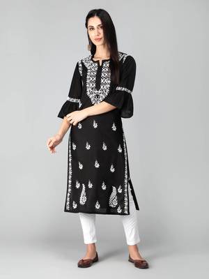 Hand Embroidered Lucknowi Chikankari White Cotton Jagging  for Women 3
