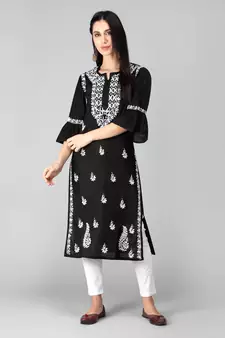 Hand Embroidered Lucknowi Chikankari White Cotton Jagging  for Women