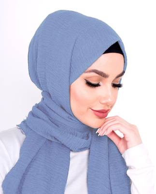 Blue plain viscose hijab 2