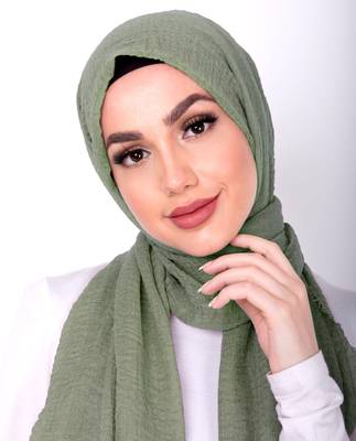 Green plain viscose hijab 2