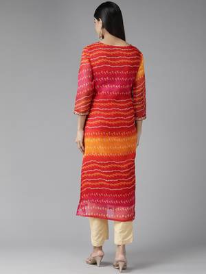 Red printed cotton kurtas-and-kurtis 3