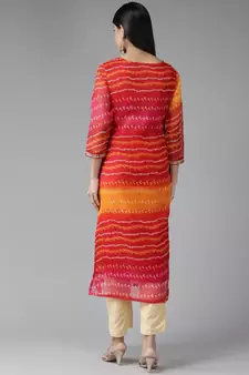 Red printed cotton kurtas-and-kurtis