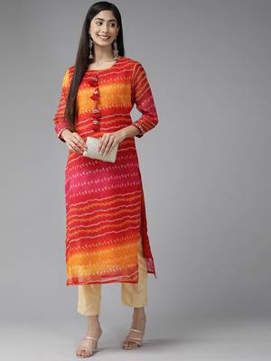 Red printed cotton kurtas-and-kurtis 5