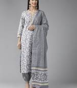 Grey printed cotton ethnic-kurtis