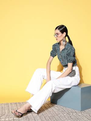 Teal printed cotton cotton-tops 5