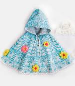 Halemons Sky Spring Woolen Flower Baby Girl Poncho Top