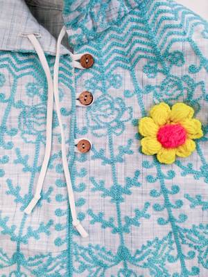 Halemons Sky Spring Woolen Flower Baby Girl Poncho Top 2