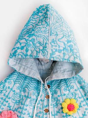 Halemons Sky Spring Woolen Flower Baby Girl Poncho Top 3