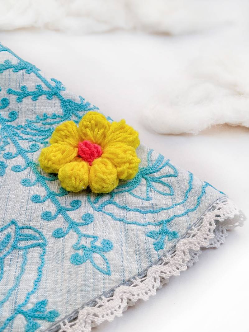 Halemons Sky Spring Woolen Flower Baby Girl Poncho Top