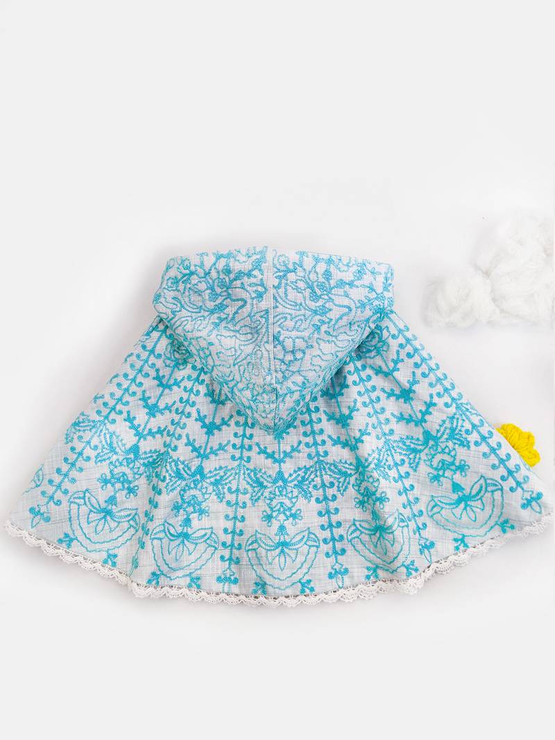 Halemons Sky Spring Woolen Flower Baby Girl Poncho Top