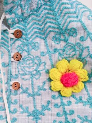 Halemons Sky Spring Woolen Flower Baby Girl Poncho Top 7