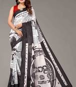 CLASSICATE from the house of The Chennai Silks Off White Geometric Printed Linen Blend Saree With Running Blouse