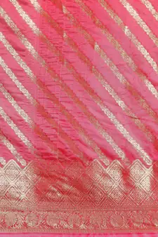 Rani Pink Woven Organza Saree With Blouse