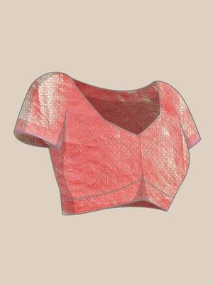 Rani Pink Woven Organza Saree With Blouse 5