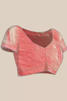 Rani Pink Woven Organza Saree With Blouse