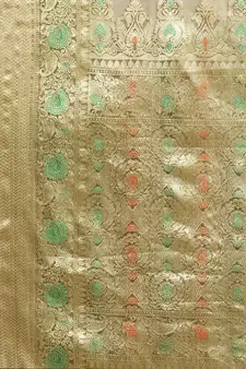 Olive Woven Organza Saree With Blouse