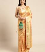 Mustard Woven Organza Saree With Blouse
