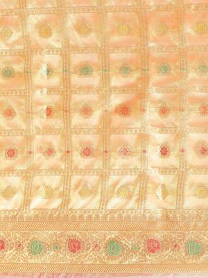 Mustard Woven Organza Saree With Blouse 3