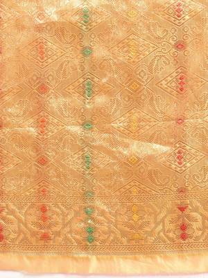 Mustard Woven Organza Saree With Blouse 4