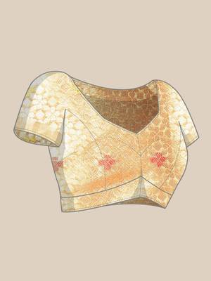 Mustard Woven Organza Saree With Blouse 5